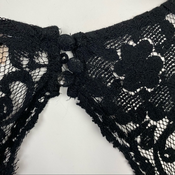 Long Black Jumpsuit W Stretch Lace Top & Low Back - Picture 6 of 16